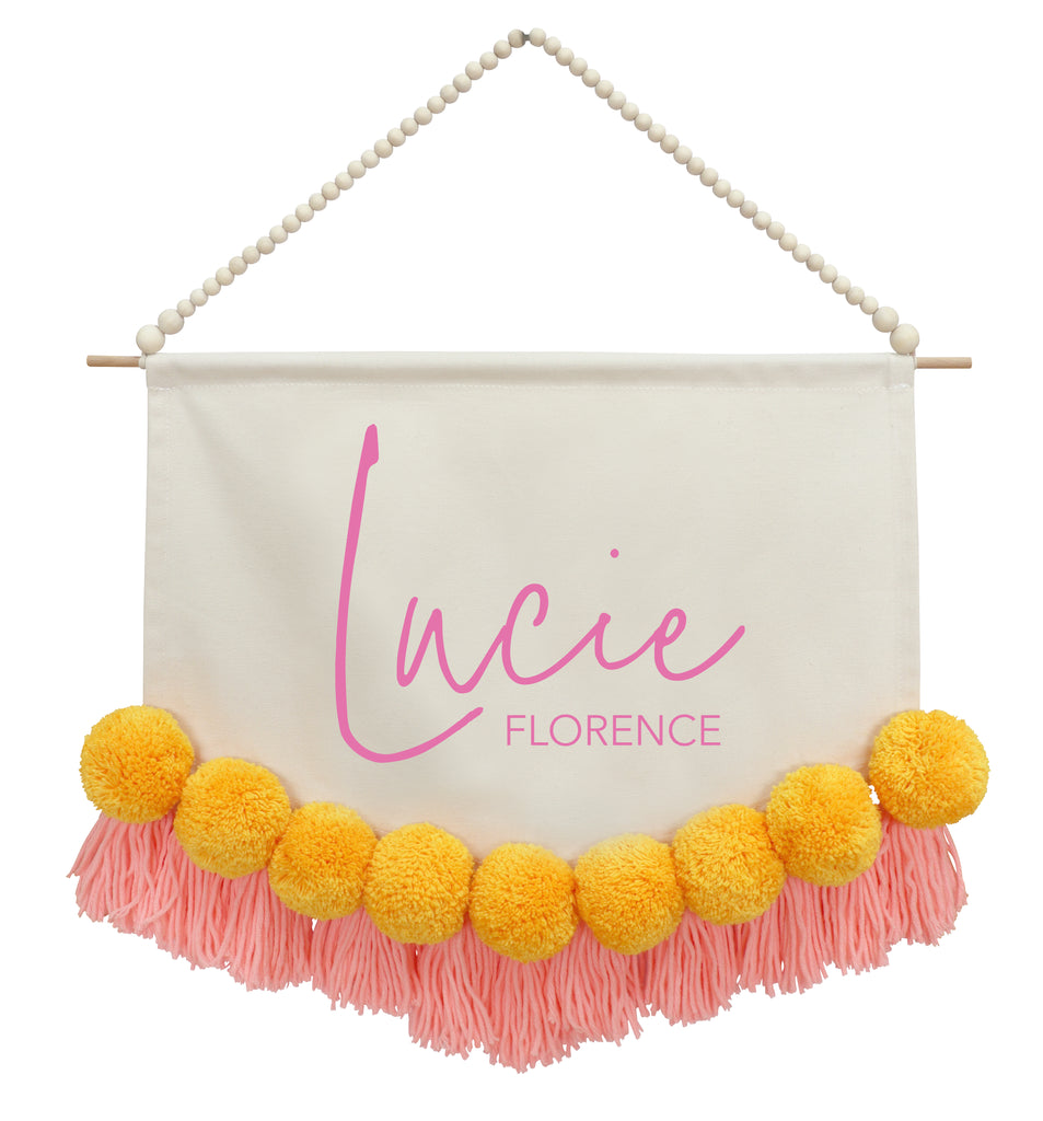 PERSONALISED WALL FLAG // Tangerine Sherbet