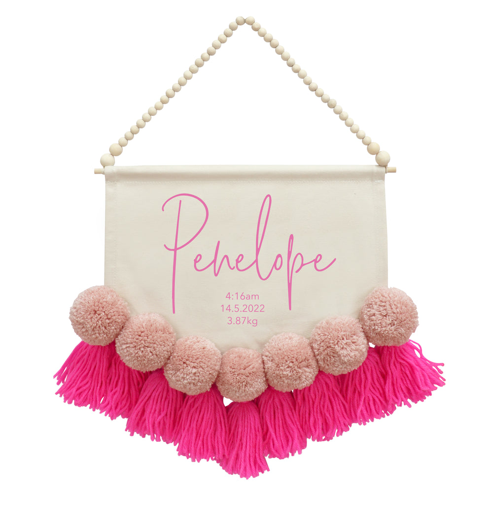 PERSONALISED WALL FLAG // Dusty Pink Neon