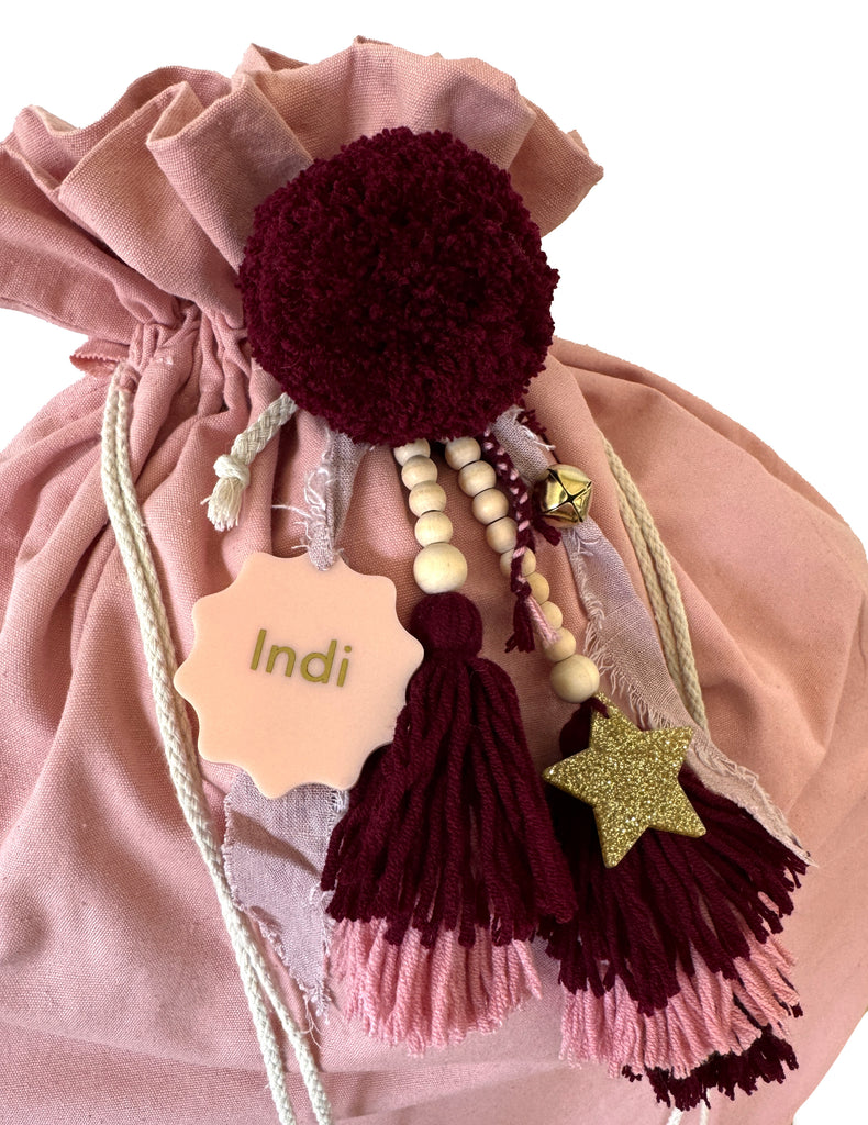 PRE-ORDER // SANTA SACK // Soft Pink & Wine