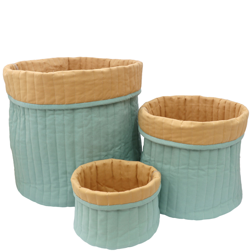 QUILTED BASKET TRIO // Teal